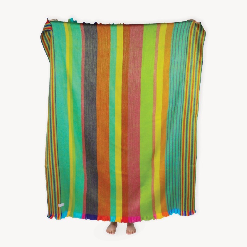 Pokoloko Caravan Multi Stripe Fringed Alpaca Blanket