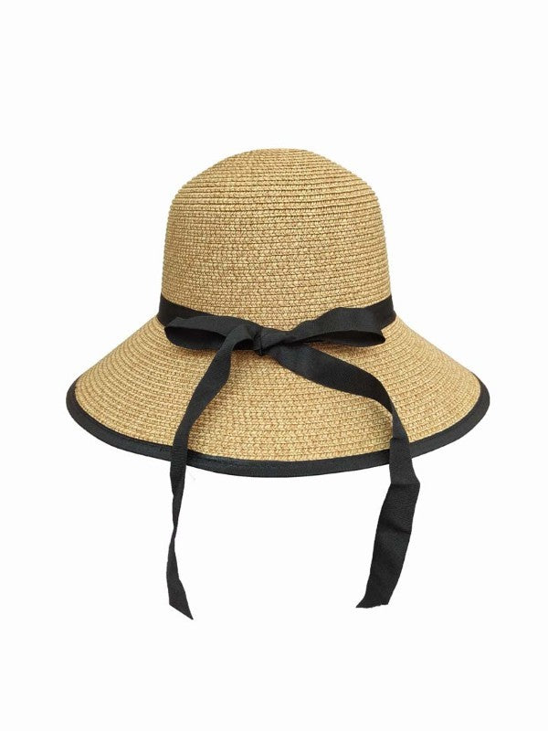 Straw Sun Hat with Ribbon Bowknot