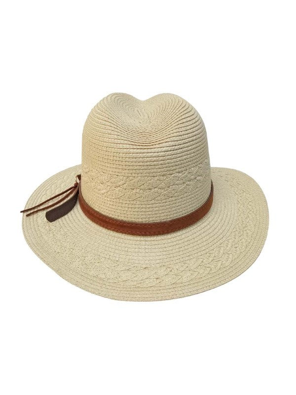 Straw Fedora With Suede Band