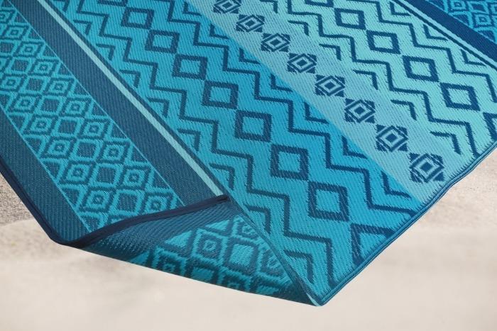 Blue Zag Stripe Outdoor Mat