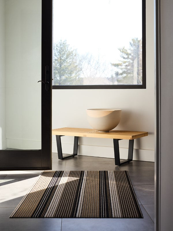 Chilewich Pleat Stripe Shag Mat, Oyster