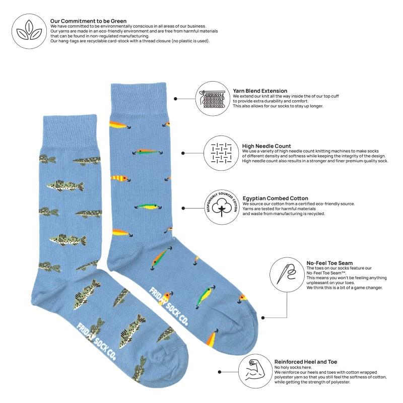 Fish &amp; Fishing Lure Socks - Lg