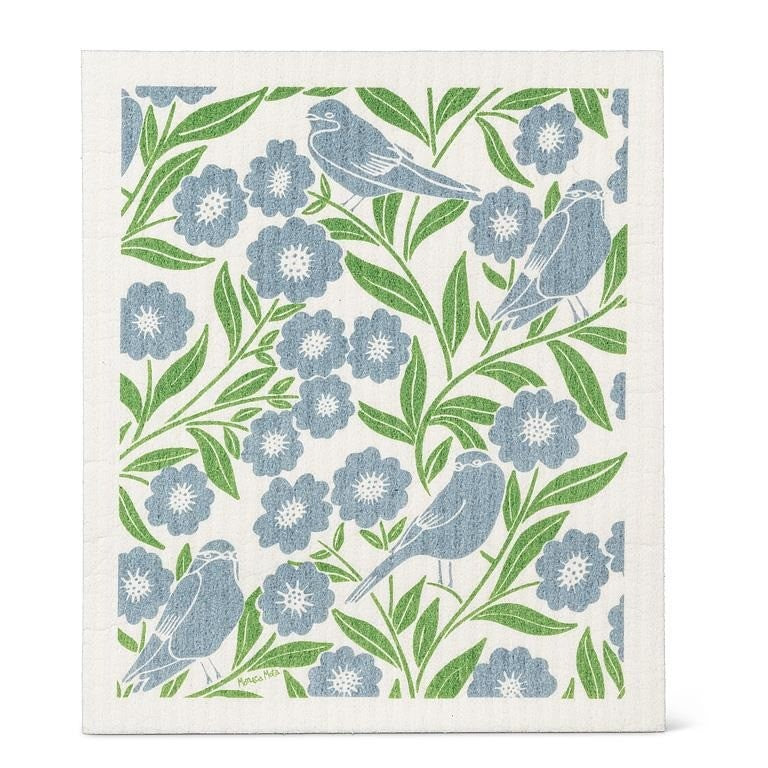 Birds &amp; Leaves Dishcloth &amp; Kitchen Towel Set of 2