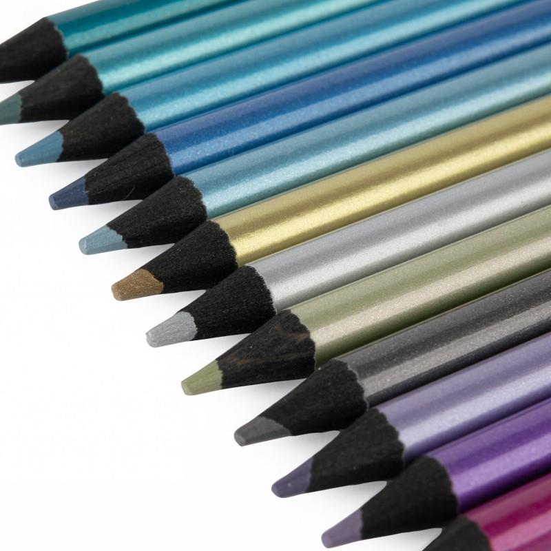 12 Metallic Colouring Pencils