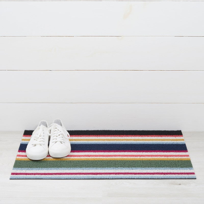 Chilewich Shuffle Stripe Shag Mat, Petunia