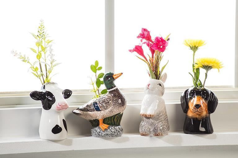 Daschund Head Bud Vase