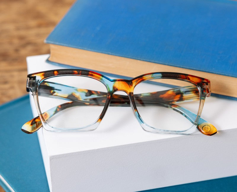 Birdie Blue Quartz Colourblock — Blue Light Reading Glasses
