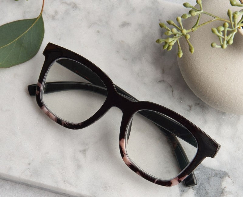 To the Max Black/Black Marble — Blue Light Reading Glasses