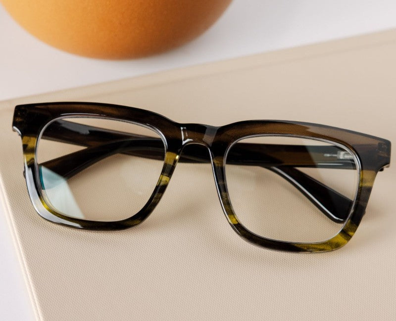 Cavern Green Ombre Horn — Blue Light Reading Glasses