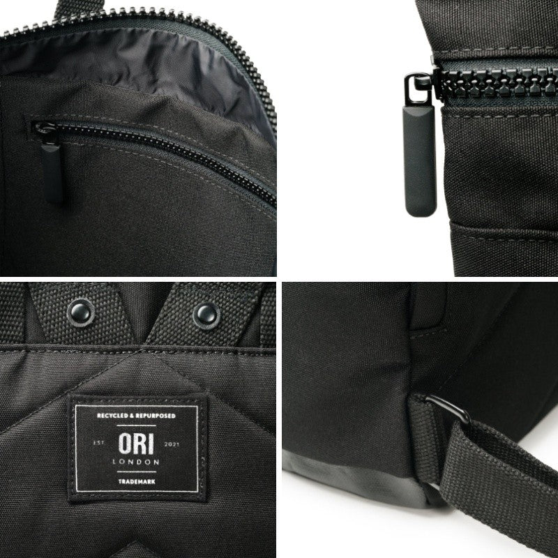 All Black Canfield Roll Top Backpack in Ash