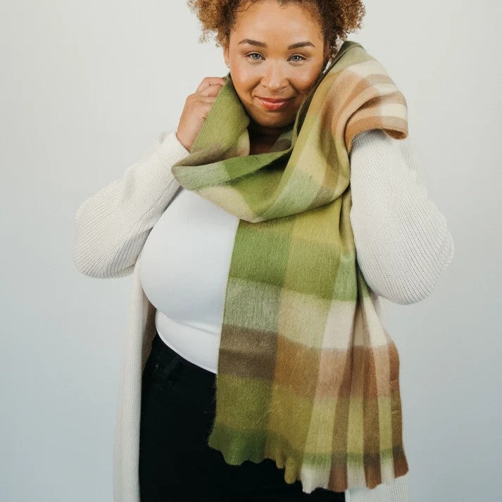 Pokoloko Alpaca Seamless Check Scarf - Rustic Apple