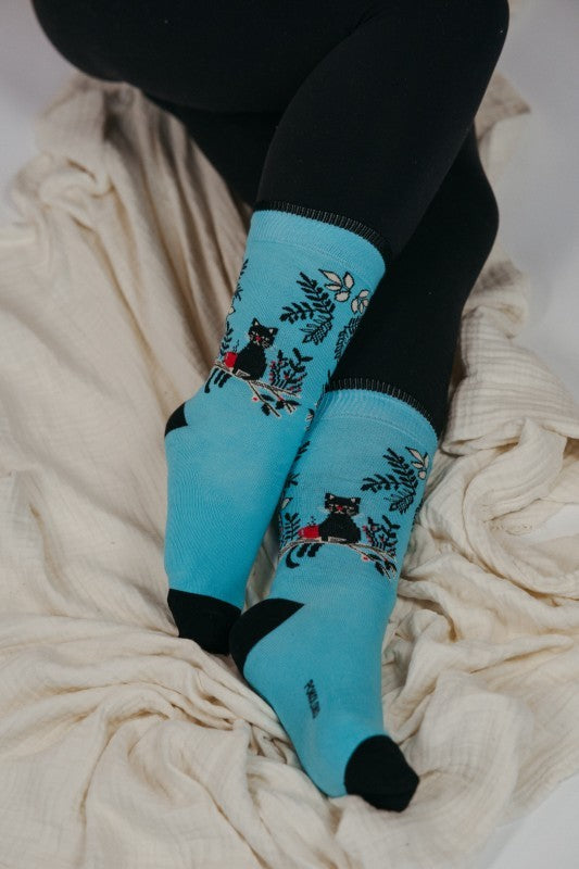 Coffee Cats Pima Cotton Socks - Small