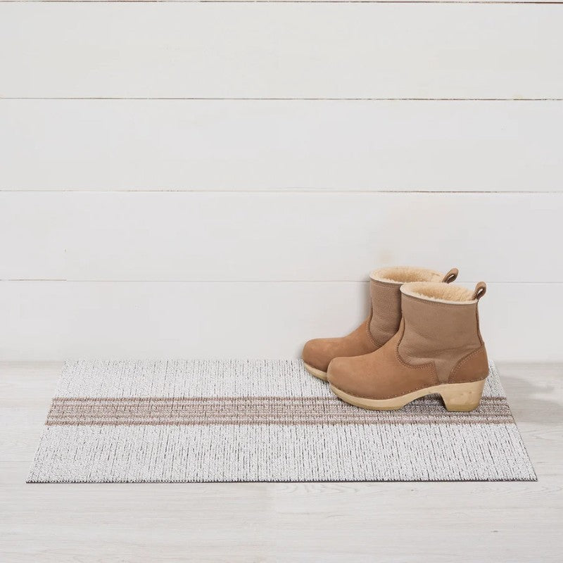 Chilewich Relay Stripe Shag Mat, Ivory