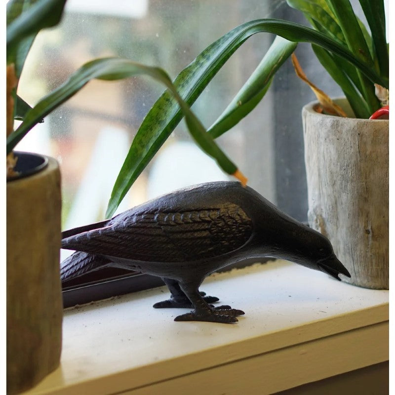 Cast Iron Crow with Head Down - Large