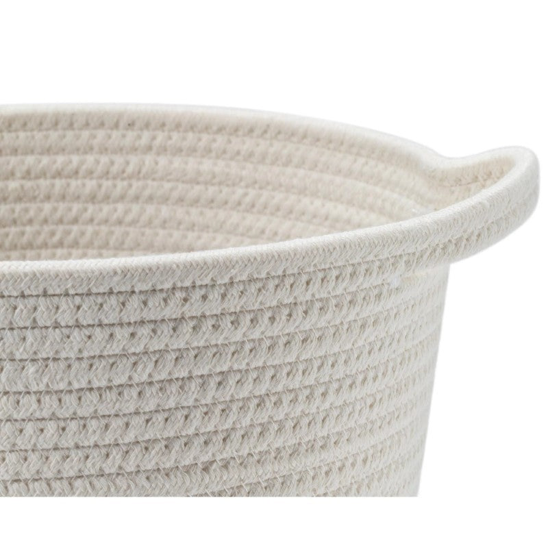 Round White &amp; Grey Cotton Rope Basket