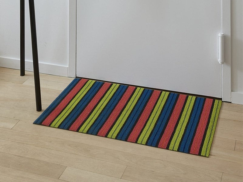 Chilewich Ribbon Stripe Shag Mat, Limelight