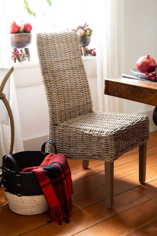 Black/Natural Straw Baskets With Handles