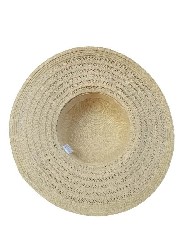 Brim Straw Hat With Gemstone Band