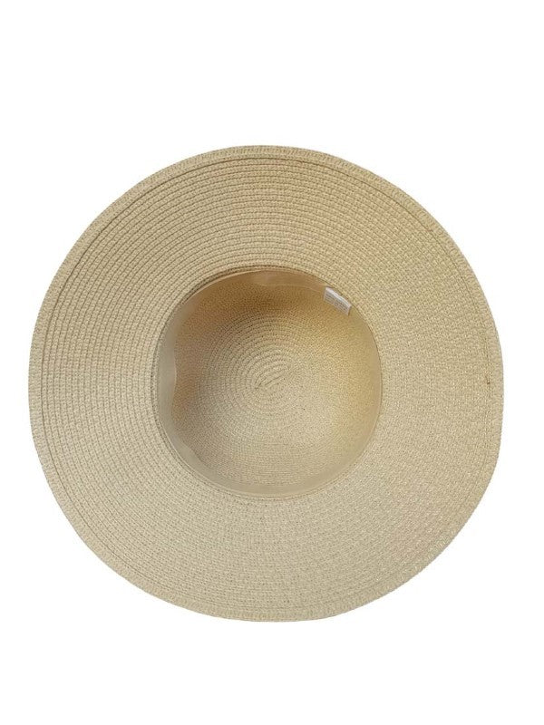 Crochet Bucket Straw Hat w/Metal Buckle Band