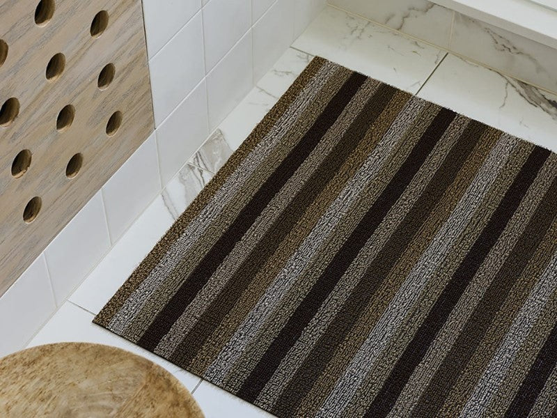 Chilewich Even Stripe Shag Mat, Mocha