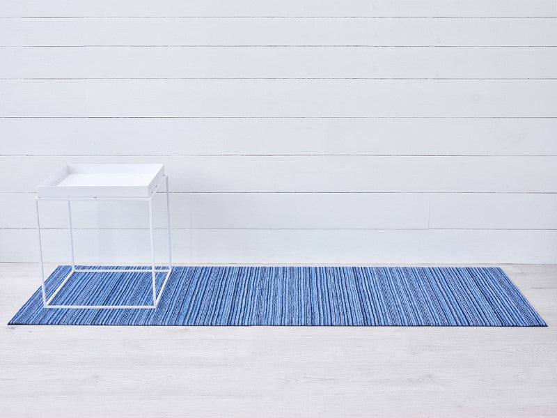 Chilewich Indoor/Outdoor Skinny Stripe Shag Mat, Ocean