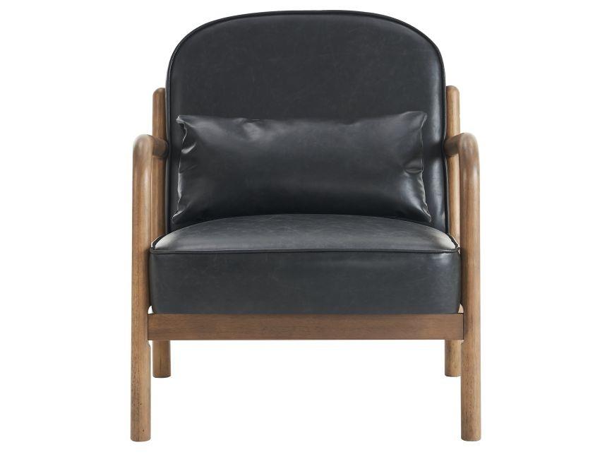 Fani Accent Chair, Faux Leather in Black and Walnut