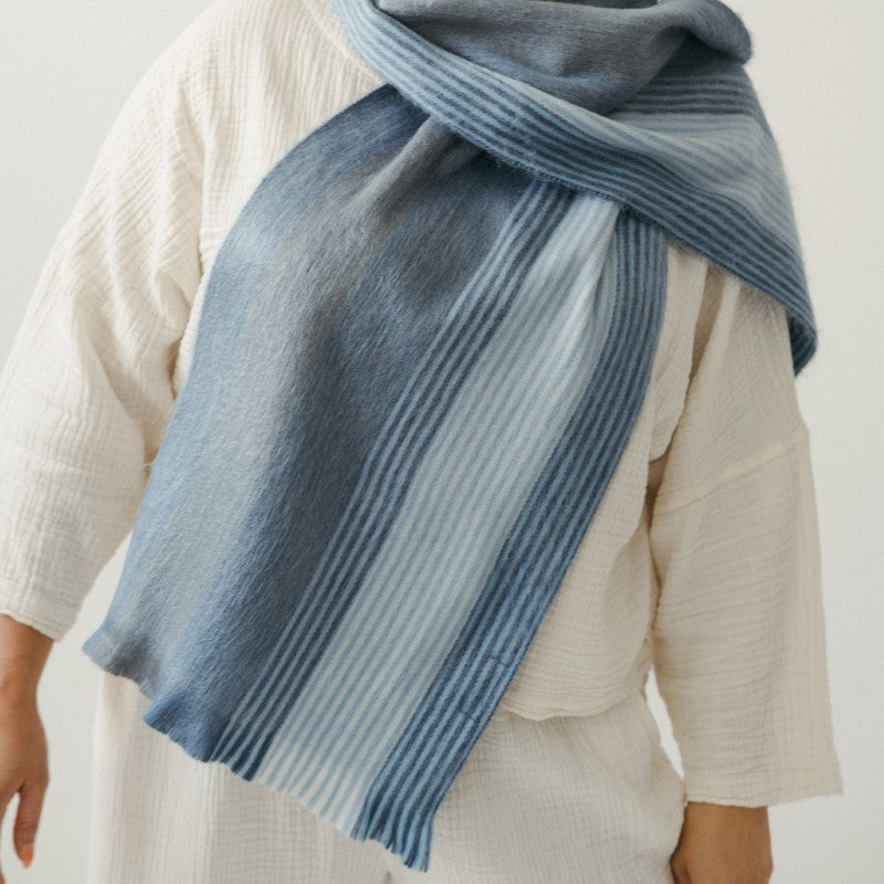 Pokoloko Alpaca Seamless Multi Stripe Scarf, Crystal