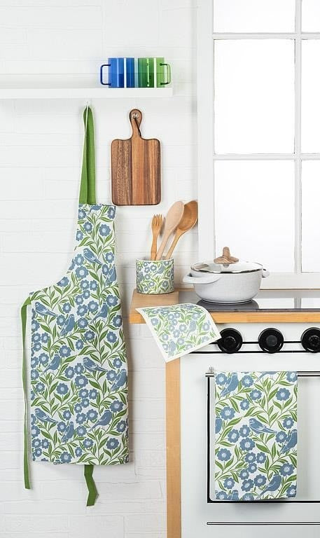 Birds &amp; Leaves Dishcloth &amp; Kitchen Towel Set of 2