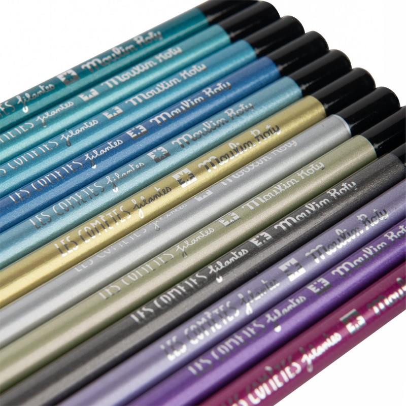12 Metallic Colouring Pencils