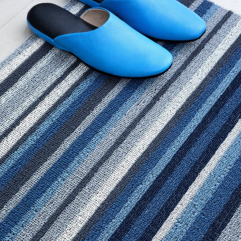 Chilewich Horizon Stripe Shag Mat, Deep Sea