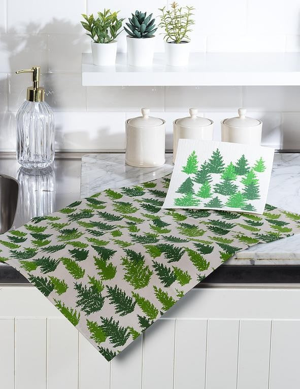 Tree with Star Dishcloth &amp; Kitchen Towel Set