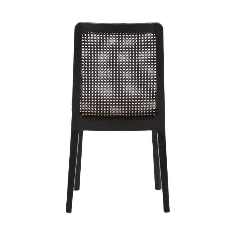 Cane Dining Chair - Oyster Linen/Black Frame