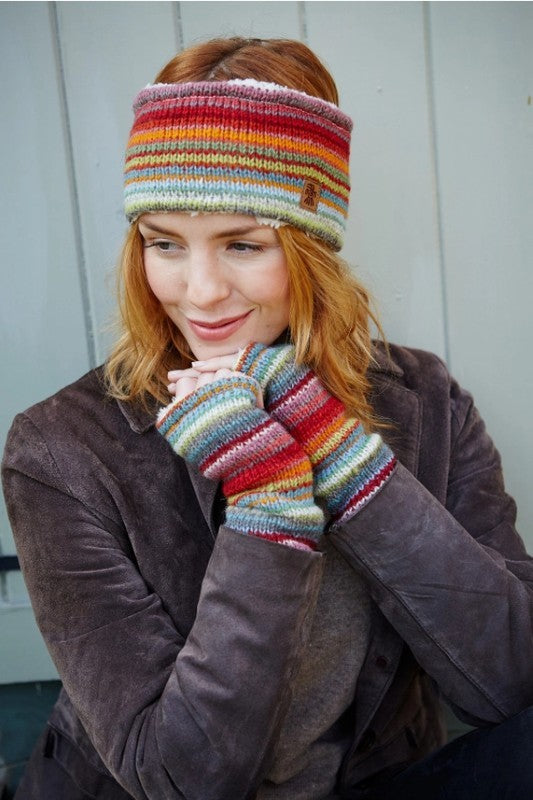 Seville Knit Sunset Stripe Fingerless Gloves