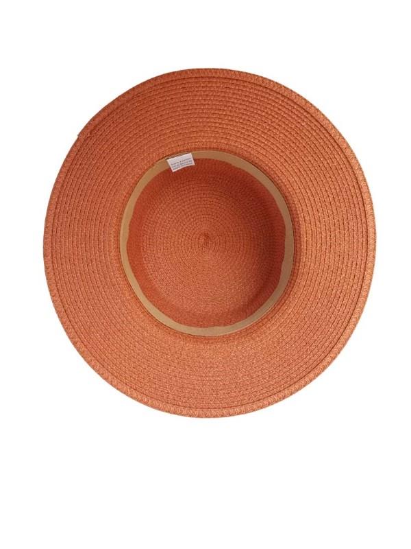 French Boater Straw Hat W/Two Tone Braided Ribbon