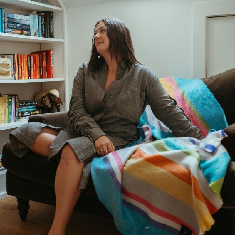 Pokoloko Tropical Multi Stripe Fringed Alpaca Blanket