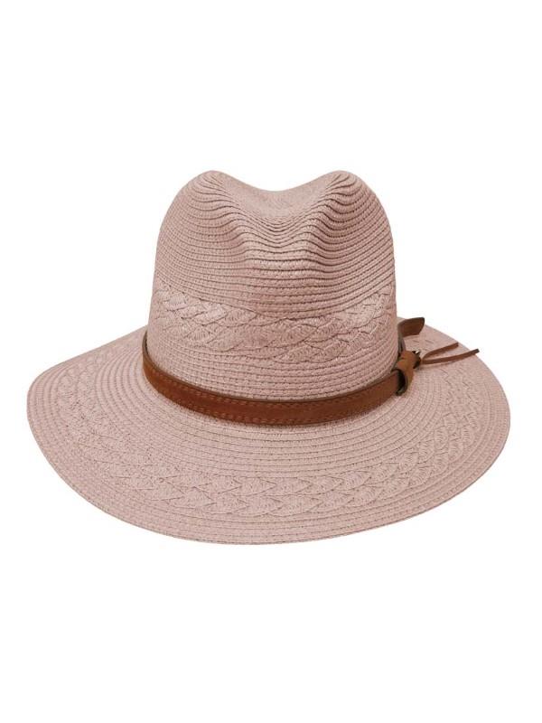 Straw Fedora With Suede Band