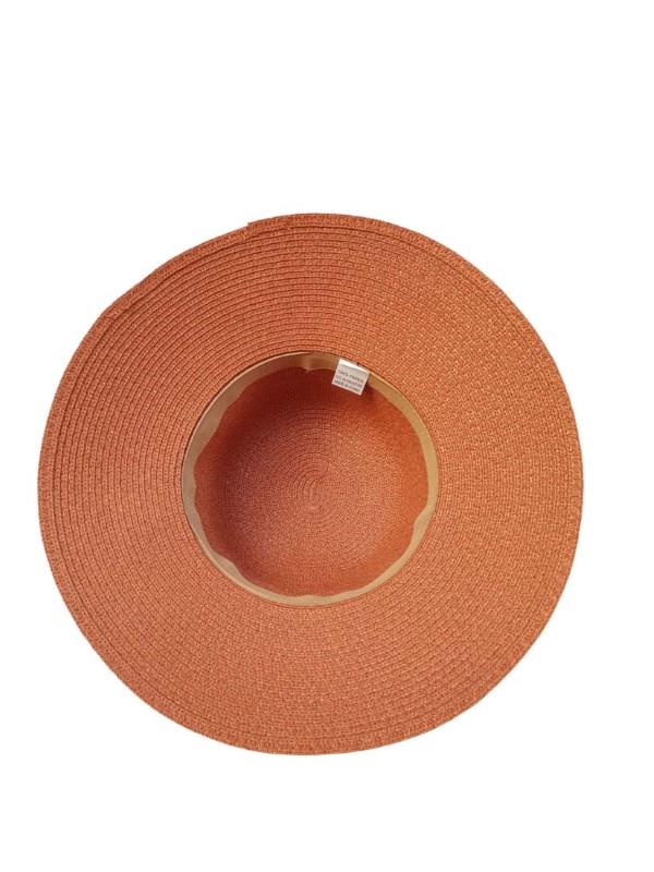 Crochet Bucket Straw Hat w/Metal Buckle Band