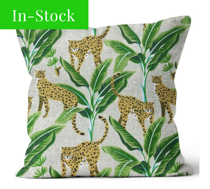 Leopard Linen Square Outdoor Toss Cushion