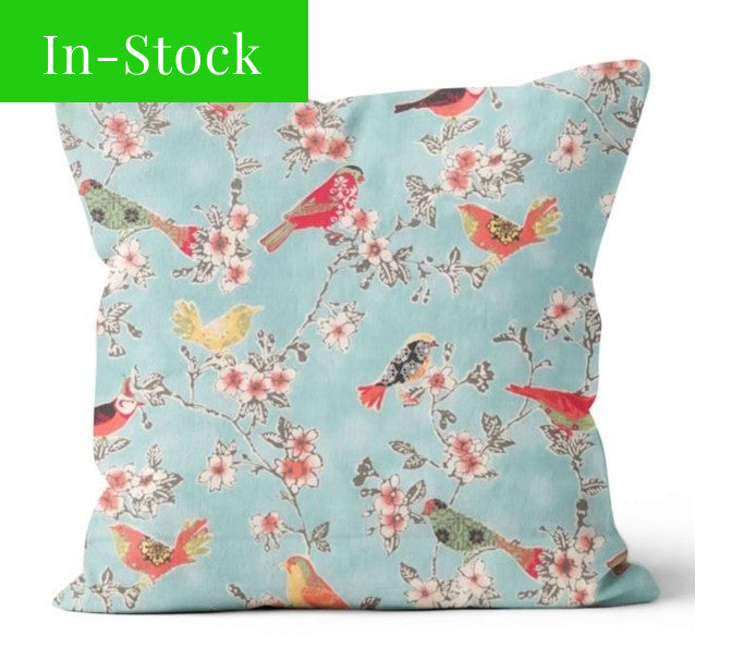 Tweet Toile Robin's Egg Square Outdoor Cushion