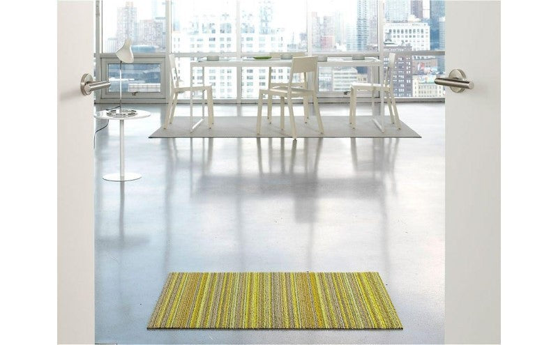 Chilewich Indoor/Outdoor Skinny Stripe Shag Mat, Citron