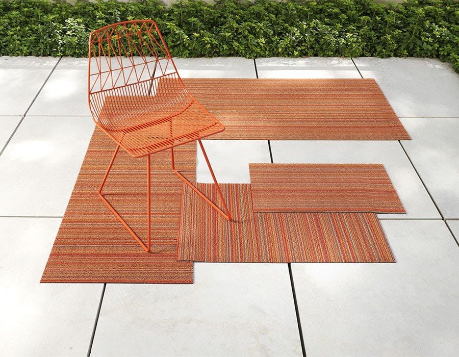Chilewich Indoor/Outdoor Skinny Stripe Shag Mat, Orange