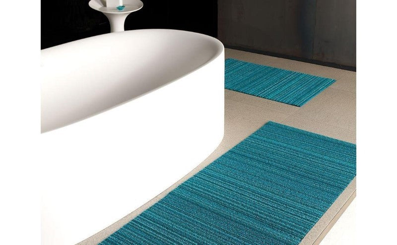 Chilewich Indoor/Outdoor Skinny Stripe Shag Mat, Turquoise