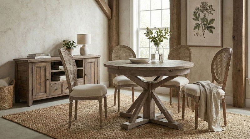 Napoleon Dining Chair w/ Cane Back - Antique Linen