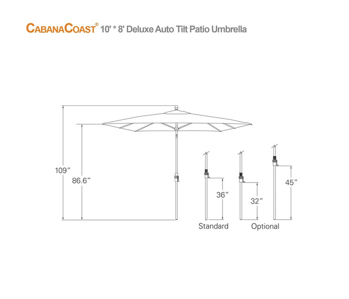 8x10 Rectangular Patio Umbrella