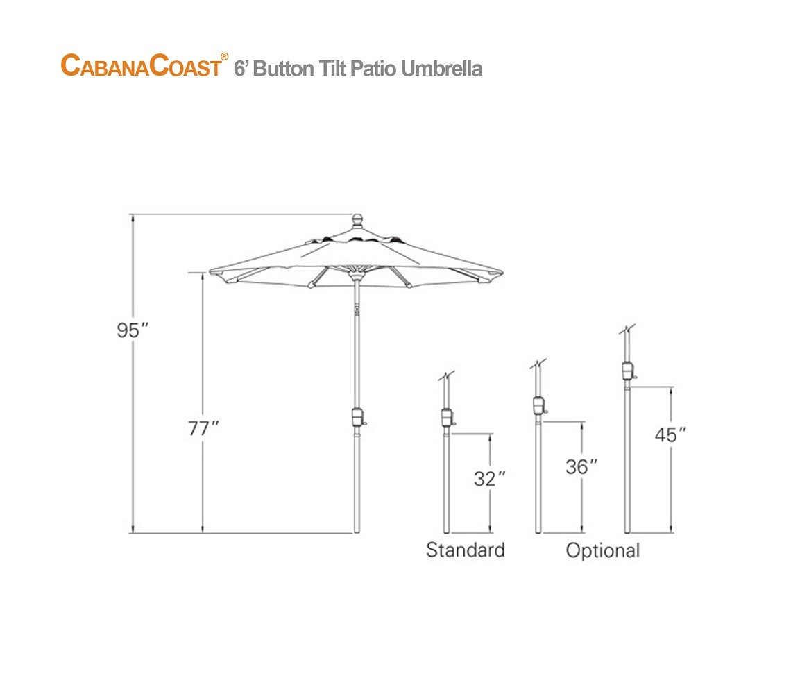 6&#39; Round Button Tilt Patio Umbrella