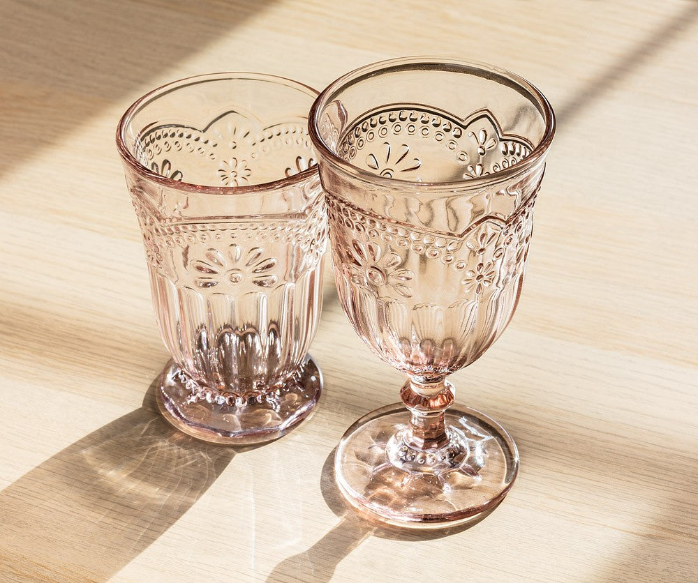 Champagne Pink Flower Highball Glass