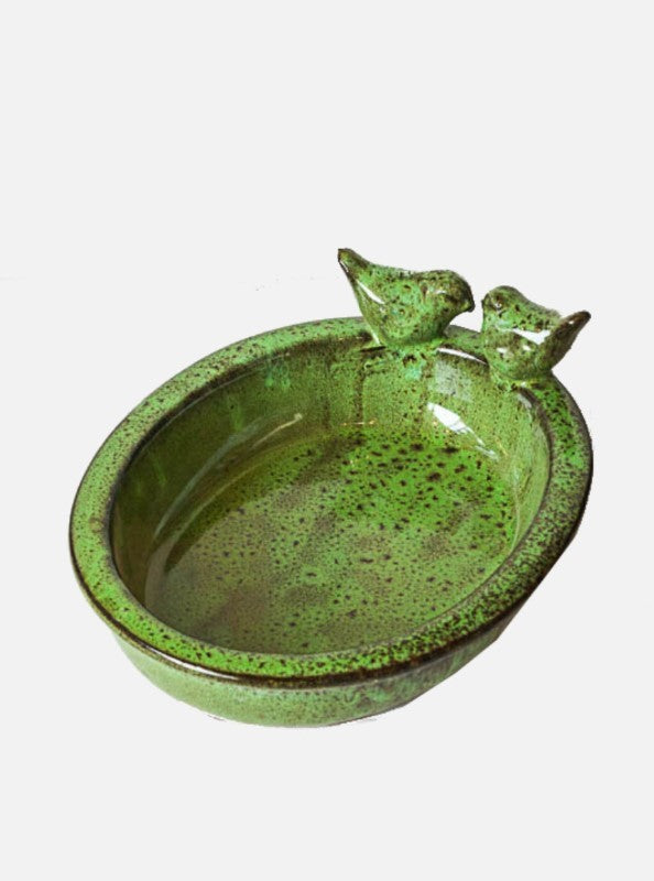Oval Ceramic Bird Bath