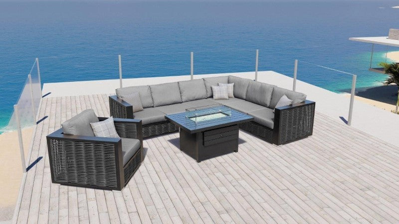 Art Garden Aluminum Square Firepit Coffee Table