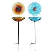 Floral Bird Bath Garden Stake, 26&quot;
