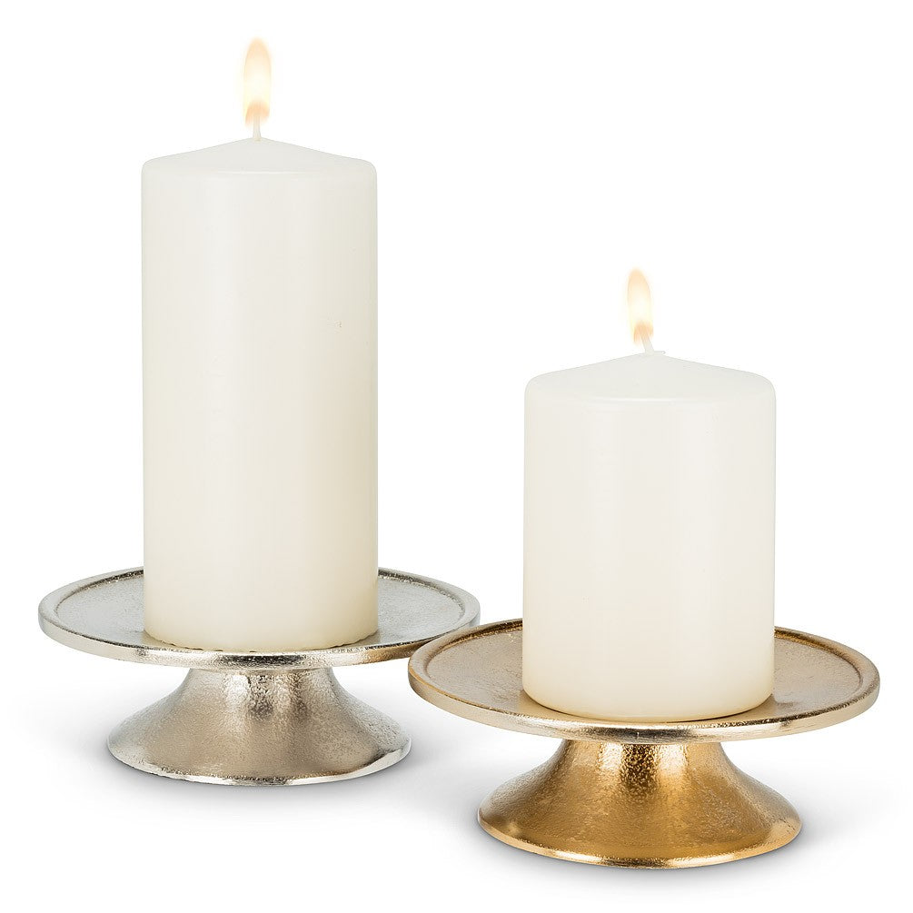 Silver Low Pillar Candle Holder